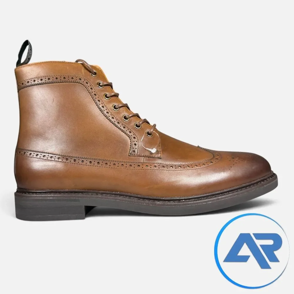 NEW Polo Ralph Lauren Asher Leather Wingtip Dress Boots Brown Men's Size 10.5